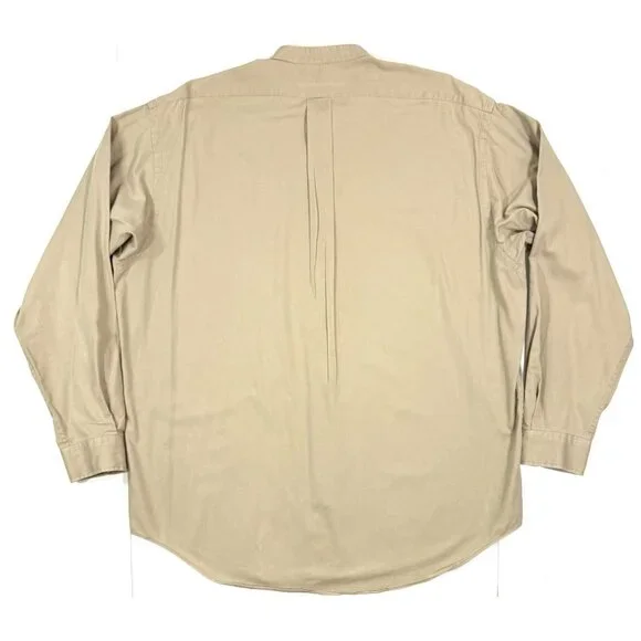 Vintage Polo Ralph Lauren Shirt Mens Size Large Postboy Band Collar Khaki 90s